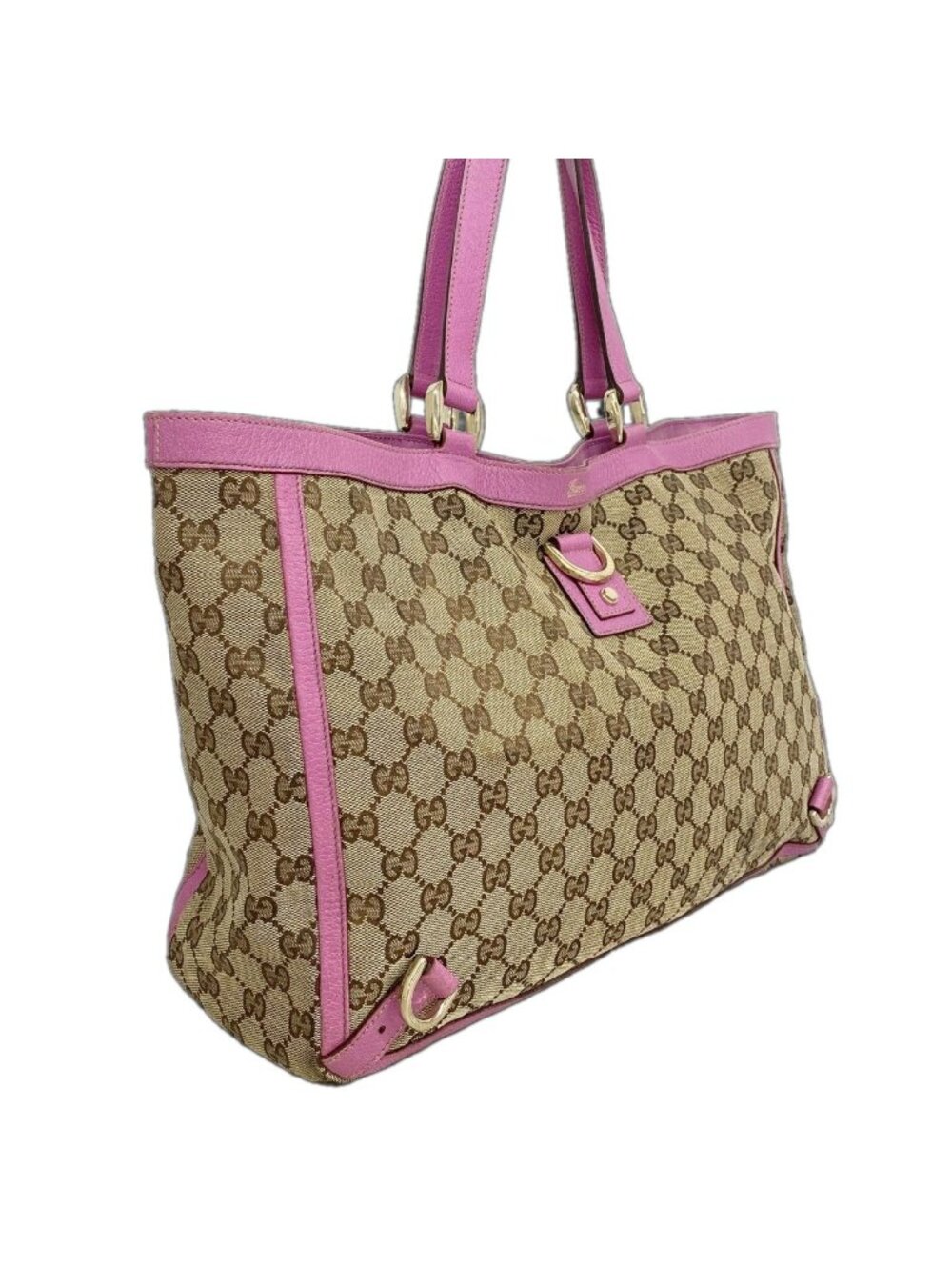 Gucci Tote GG Canvas Abbey Brown Purple Champagne Gold - Picture 2 of 10